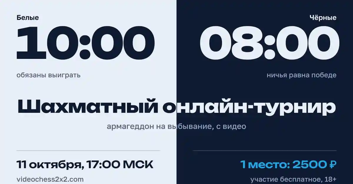 Онлайн-турнир по шахматам с видео — 11 октября, 17:00 МСК
