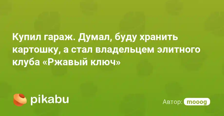 Купил гараж. Думал, буду хранить картошку, а стал владельцем элитного клуба «Ржавый ключ»